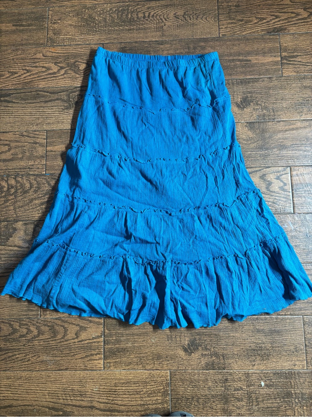 Bright Blue Tiered Maxi Skirt with Elastic Waist
